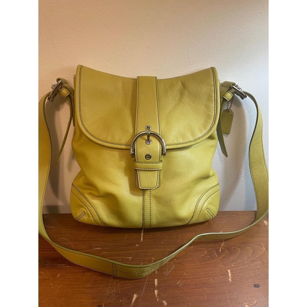 Vintage Coach Soho Shoulder Bag Pea Green 9480 Cowhide‎ Leather Y2K EUC